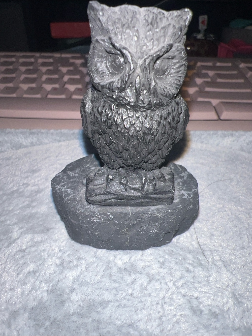 Shungite Owl Sculpture - Decorative Home Art Accent